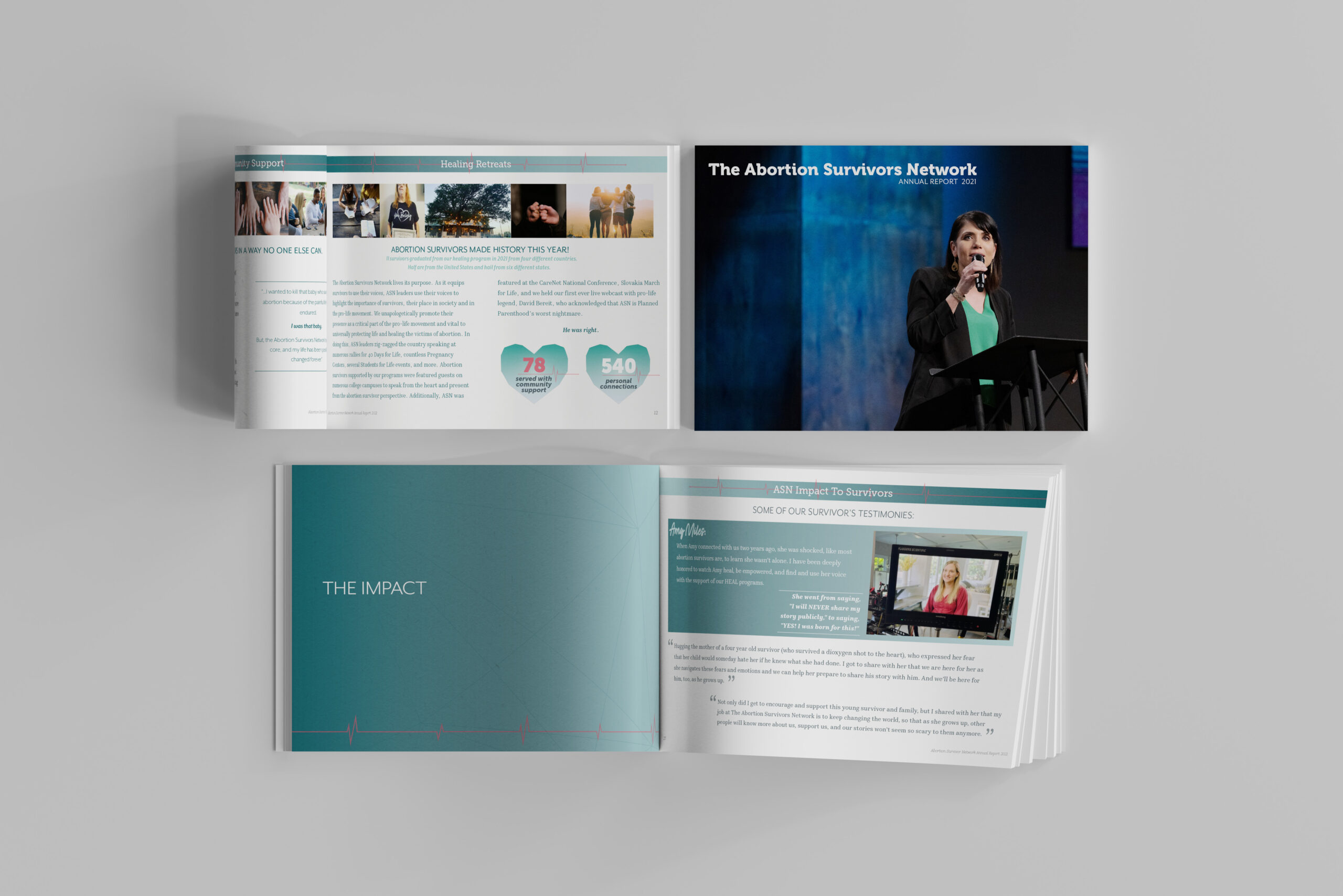 White Giraffe Creative Abortion Survivors Network Annual Report layout and design