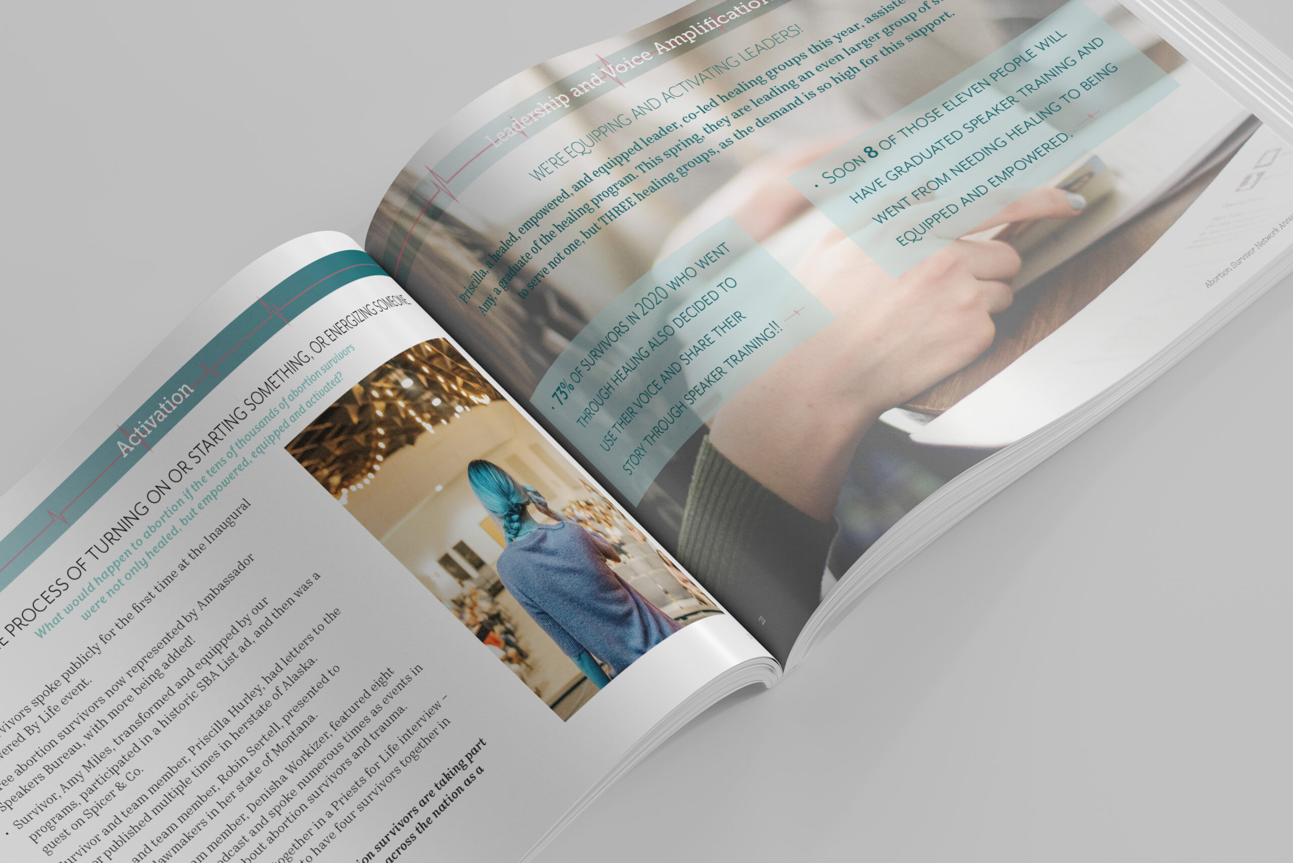 White Giraffe Creative Abortion Survivors Network Annual Report layout and design