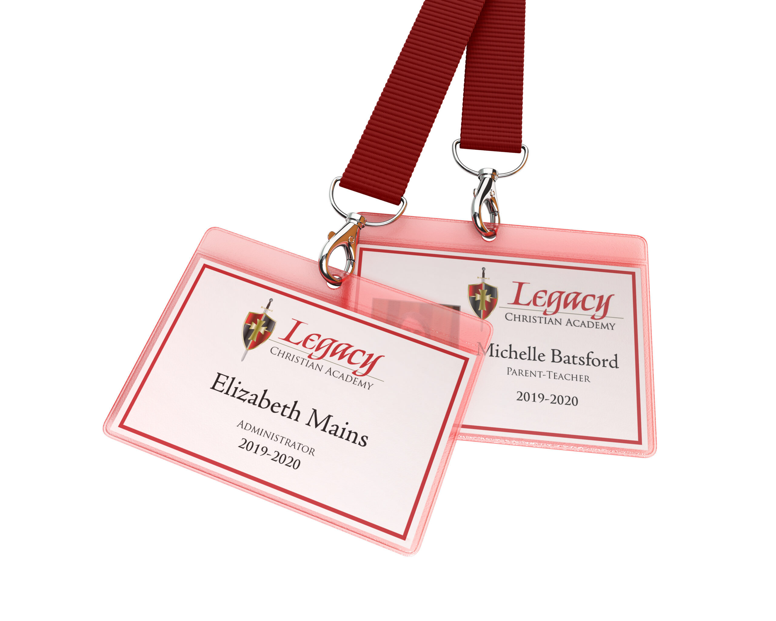 White Giraffe Creative mockup custom designed badge in lanyard