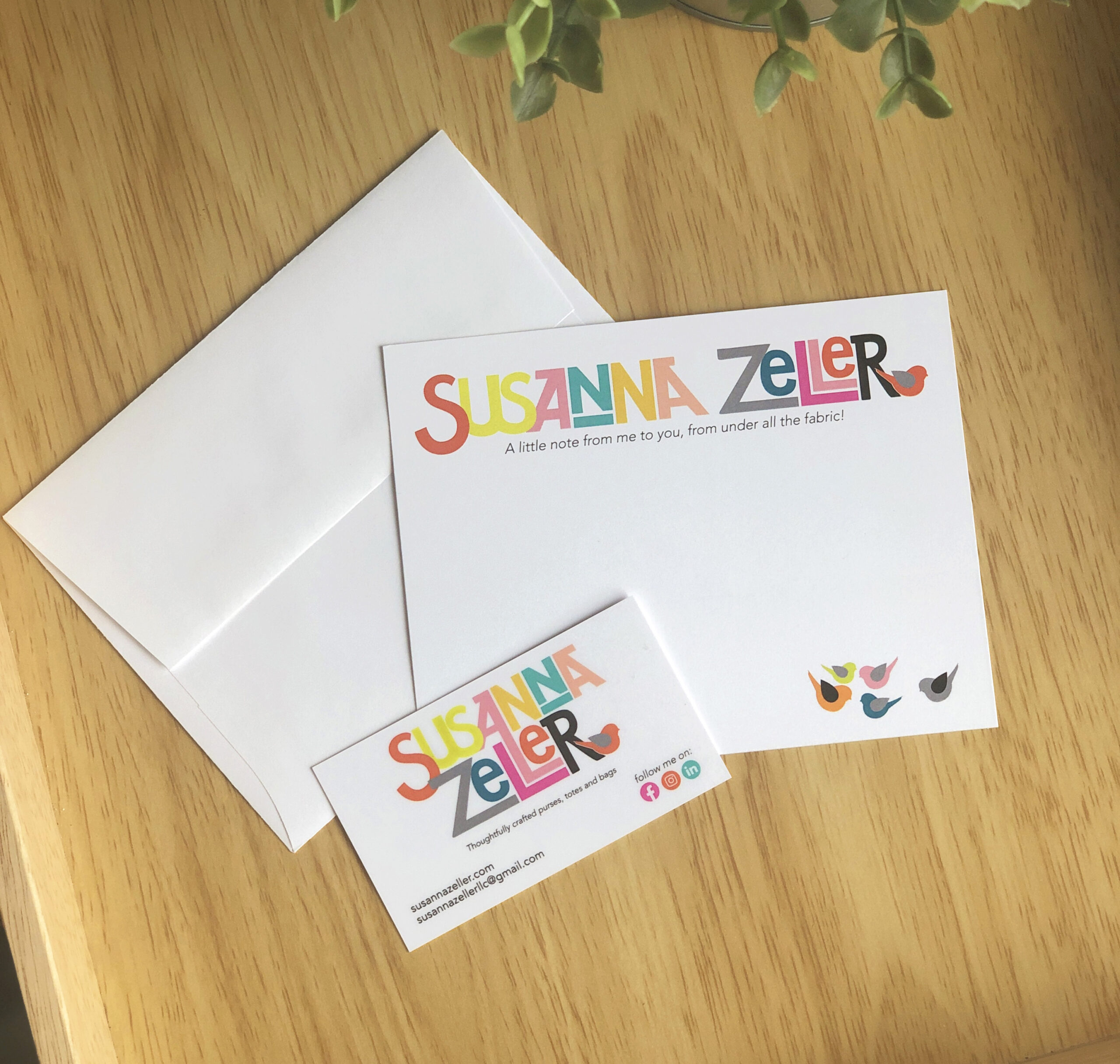 White Giraffe Creative Susanna Zeller brand collateral stationary thank you business card and notecard